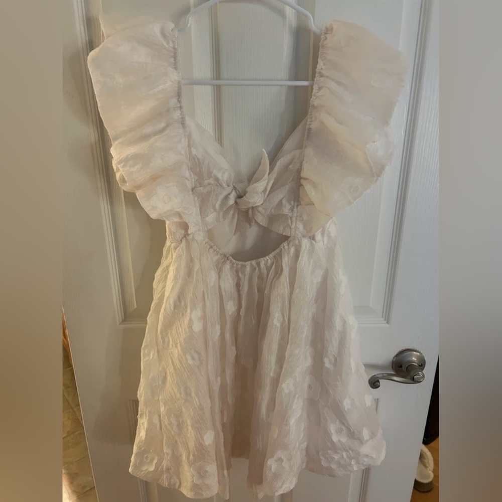 Ivory Ruffle Open-Back Dress - Picture 1 of 2